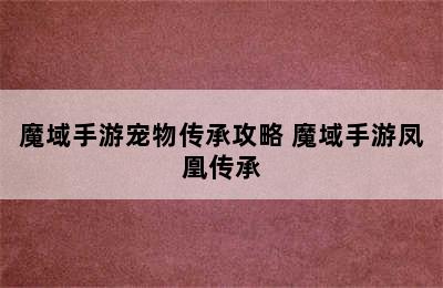 魔域手游宠物传承攻略 魔域手游凤凰传承